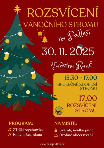 Rozsvícení vánočního stromu na Podlesí