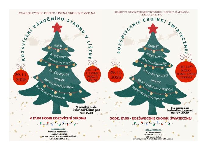 Rozsvícení vánočního stromu v Líštné